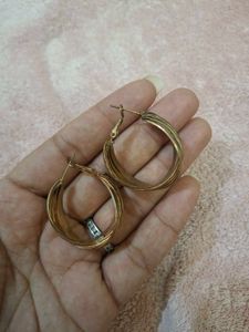 Gold Tone Twisted Hoop Earrings