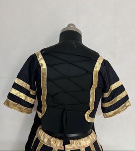 Black &amp; Gold Striped Lehenga Set