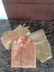 3-piece Indo Western Jacquard Ethnic Set for Boys