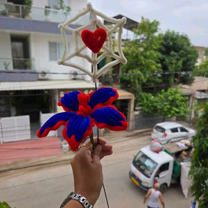 Spiderman Inspired Flower &amp; Web Decor