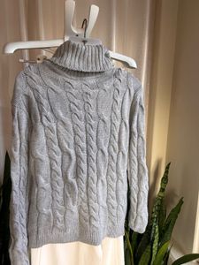 Imported Cable Knit Turtleneck Sweater