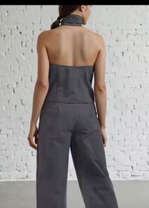 Chic Grey Halter Neck Co-ord Set