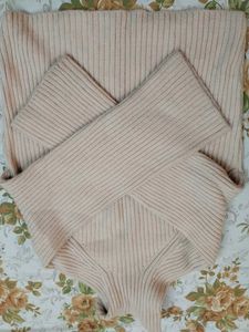 Women's Ribbed Turtleneck Sweater with free t-shir