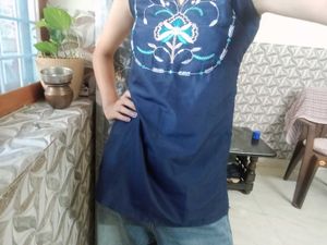 Embroidered Navy Blue Kurta