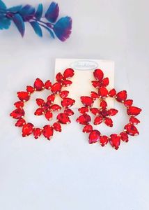 Stunning Red Gemstone Hoop Earrings