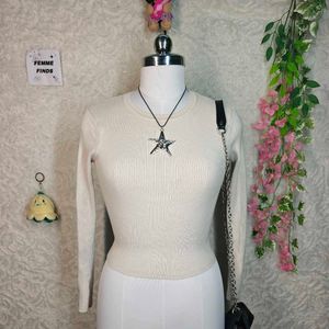 Zara Ribbed Long Sleeve Crop Top