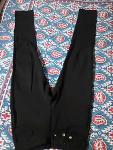 Black Skinny Fit Pants with Embellishments