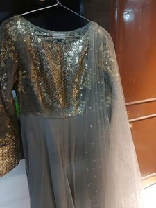 SGolden Sequinns - Embroidery Full Sleeves Gown
