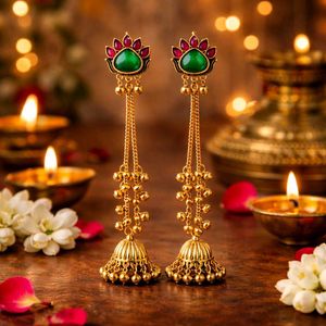 Kashmiri Jhumka Earrings with Chain