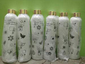 Floral Printed Black Water Bottle