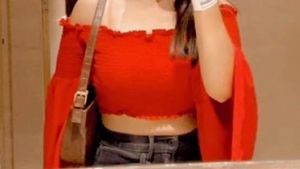 Red Off-Shoulder Bell Sleeve Top