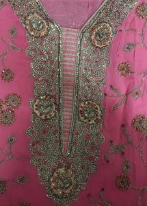 pink embroidered suit set