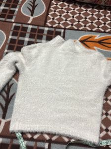 Fluffy White Long Sleeve Top