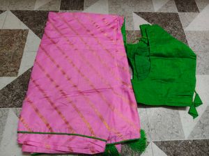 Elegant Pink Saree with Blouse
