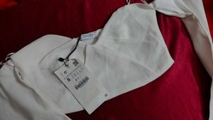 ZARA Off-Shoulder Long Sleeve Crop Top