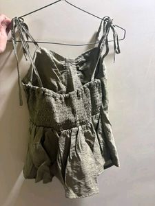 Chic Olive Green Peplum Top