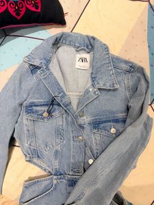 Zara Denim Cutout Romper