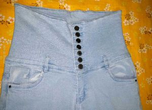 High-Waisted Light Wash Denim Jeans