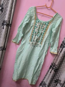 Embellished Mint Green Kurta pant set