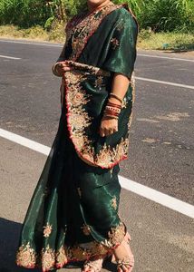 Elegant Embroidered Green Fabric