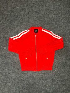 Red Bomber Jacket with White Stripes