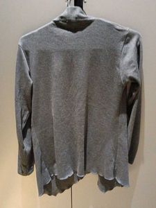 Gray Open Front Drape Jacket