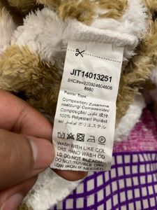 SHEIN Bear Print Plush Fleece Crop Sweatshirt