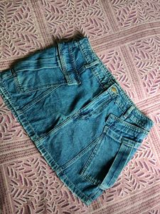Denim Cargo Mini Skirt