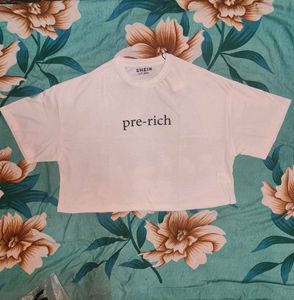 Shein Drop Shoulder Typographic Chest Print Crew T