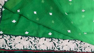 dual-tone green ombre chiffon saree, a gracefully
