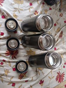 Set of 3 Black Insulated Water Bottles