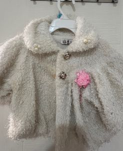 Imported Girls White Stylish Sherpa Jacket 18-24 M