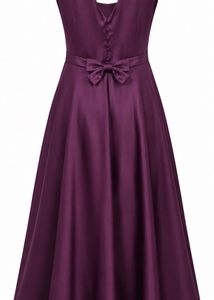 Elegant Purple Midi Dress with Bow Detail
