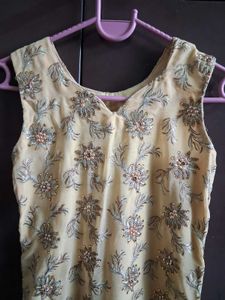 Elegant Beige Embroidered Kurta Set