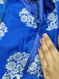 Royal Blue Printed Anarkali Gown
