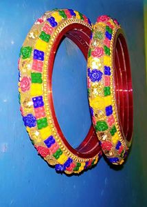 Colorful Decorated Bangles (Set of 2)