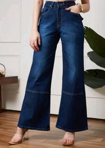 Dark Blue Wide leg Denim Jeans