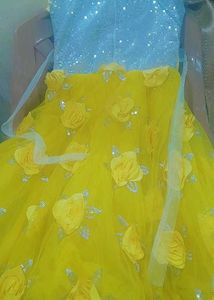 Yellow Floral Girl's Party Dress