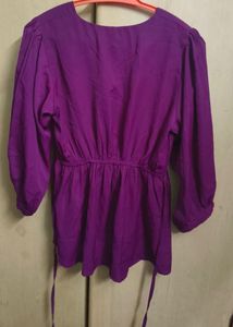 Purple Belted Peplum Top