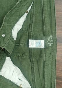 Olive Green Denim Shorts