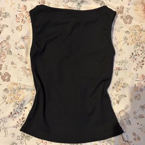 Black Boat Neck Top