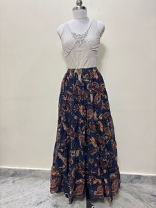 Bohemian Print Tiered Maxi Skirt/ pretty Long skir