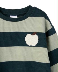 Striped Baby Bodysuit with Apple Applique