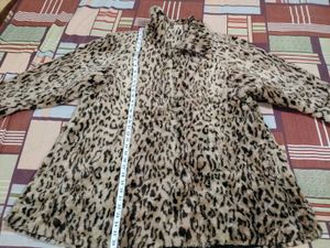 Leopard Print Faux Fur Coat plus size