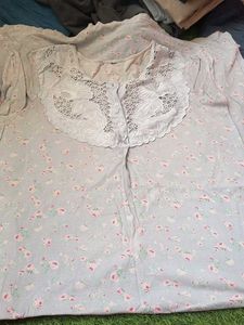 Floral Nightdress with Lace Collar