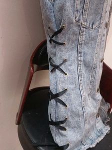 TRENDY😎 COLOUR BLOCKED❤️ Denim Lace-Up 🧥