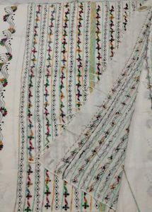 Elegant Embroidered White Saree