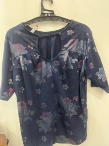 Floral Print Navy Blue Top