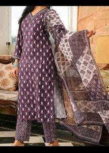 Elegant Purple Printed Kurta Set with Dupatta