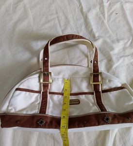 Stylish White &amp; Brown Hobo Bag